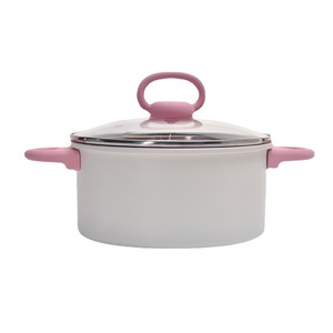 Double Handle Non Stick <b>Soup</b> <b>Pot</b> Pink 20cm For Cooking Vegetables And Meat - Product Image 5