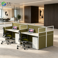Mobili per Ufficio Coworking Moderni, Postazione di Lavoro per 4 Persone con Divisorio in Vetro, Garanzia di 5 Anni