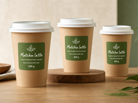 Étiquettes personnalisées en rouleau PET autocollantes, imperméables, mates, pour gobelets, bouteilles de boissons, impression de logo personnalisé, forme personnalisée pour le café