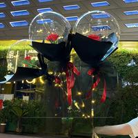 Ballon Bobo lumineux Led Rose Bouquet Helium Rosa Globos Valentines Set Ballons décoratifs Fleurs