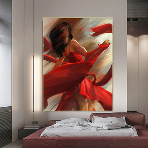Abito rosso moderno Dancing Woman Canvas Painting Wall Art poster <span class=keywords><strong>e</strong></span> Nordic Vintage Prints Picture for Living Room Home Decor - Product Image 2