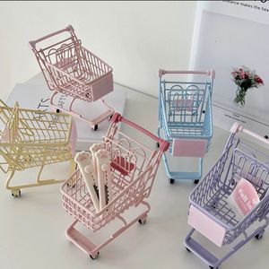 Mini <b>Shopping</b> Cart Makeup Organizer Metal Desktop Storage Cosmetic Holder Girly Cartoon Toy 0.5L Capacity - Product Image 2