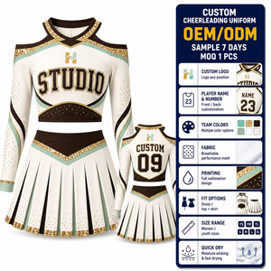 Uniforme de Animadoras Verde y Dorado Personalizado para Clubes Deportivos - Product Image 1
