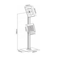 Support de sol en acier pour kiosque à tablette antivol avec support de catalogue pour écran 9.7"