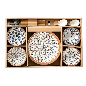 Trending Products 2023 New Arrivals Japanese Ceramic Bowls Dishes & Plates Gift Boxes Set Dinnerware Set for wedding gift