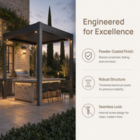 Pergola bioclimatique moderne d'extérieur avec toit à lames orientables télécommandées pour hôtel, cour, jardin, terrasse