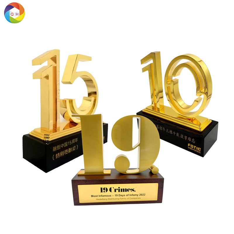 souvenirs metal crafts trophies and awards 19 years anniversary number trophy