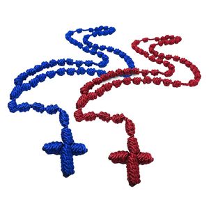 Rosario Católico Anudado a Mano, Collar de Rosario con Cruz, Joyería Religiosa Tejida para Oración y Bendición, Venta al por Mayor - Product Image 1