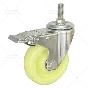 Ruedas de Plástico de Acero Inoxidable de 2/3/4/5 Pulgadas, Ruedas Giratorias de Polipropileno y Nailon para Carritos, Ruedas de PVC Resistentes al Desgaste - Product Image 3