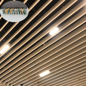 Design moderno <span class=keywords><strong>quadrato</strong></span> deflettore a griglia sistema di legno grano in alluminio soffitto per centro commerciale funzione ignifuga facile installazione - Product Image 2
