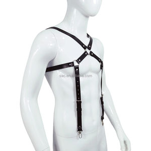 SacKnove 50019 nouvelle tenue Sexy alternative bretelles soutien homme haut corps en cuir jarretelles <span class=keywords><strong>porte</strong></span>-jarretelles pour hommes harnais - Product Image 4