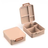 Nouveau modèle Boîte à bento en silicone à 4 compartiments avec sac Tritan Boîte à lunch pour enfants pour écoliers