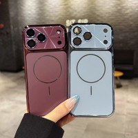 Coque de téléphone magnétique mate à grande fenêtre avec bouton IA et film de protection d'objectif pour iPhone 18 17 16 15 14 13 Pro Max