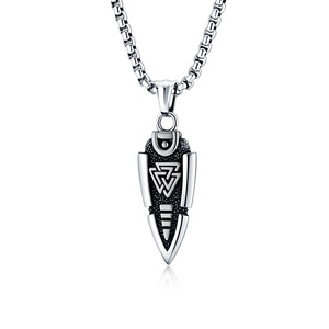 Vintage Nordic Viking Odin Knot Necklace for Men with Gungnir Pendant, Viking <b>Titanium</b> Steel Jewelry Dongguan Manufacturer - Product Image 1