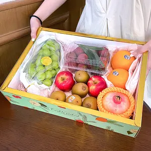IMEE强瓦楞纸长方形大水果花礼品盒5千克透明顶大食品盒新年情人节