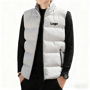 कस्टम लोगो पुरुषों के आकस्मिक आउटडोर मोटी पेडल्ड बनियान स्टैंड कॉलर जिपर पॉकेट शीतकालीन जैकेट काले क्विकटेड प्यूफर विंडप्रूफ - Product Image 1