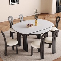 Ensemble table et chaises de salle à manger en bois massif de style nordique, mobilier intégré pour salon et maison, style rustique moderne