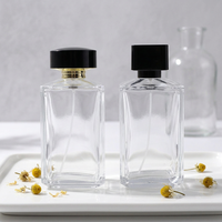 Flacon de parfum carré en verre blanc cristallin grande capacité avec bouchon à vis 200 ml, diffuseur à roseaux transparent imprimé sérigraphié