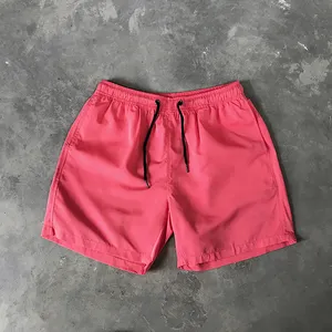 Customized Mens Beachwear Logo Design Swimwear Polyester Short Trunks Summer Solid Board Swimming Beach Shorts