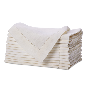 Leinen-Baumwoll-Servietten mit Hohlsaum für Hochzeiten, Cocktails und Abendessen, mit abgeschrägten Ecken - Product Image 1