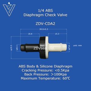 Zdvseal 1/4 inch ABS kiểm tra van Silicone cơ hoành 6.4mm 10mm không trở lại cho máy nén khí hệ thống oxy - Product Image 2
