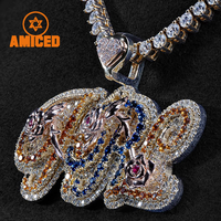 No.1 personnalisé Moissanite bijoux plaque d'or glacé Hip Hop pendentif Moissanite pendentif personnalisé nom lettre collier chaîne pendentif