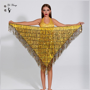 Halloween danza del ventre frangia triangolo sciarpa catena in vita asciugamano pratica scena Performance di scena <span class=keywords><strong>gonna</strong></span> alla vita - Product Image 6