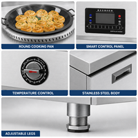 Fourneau à galettes électrique commercial en acier inoxydable, rond, 8KW 380V, pour restaurant, snack-bar, cuisine