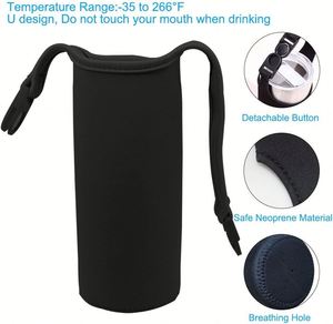 Pochette de transport personnalisée en néoprène avec poignée pour bouteille ou gobelet, compatible avec les bouteilles d'eau sportives de 16 oz à 21 oz - Product Image 4