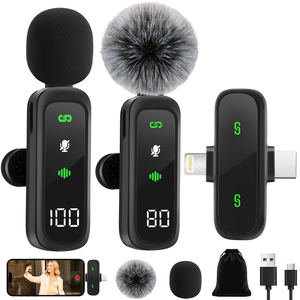 Micrófono Lavalier Inalámbrico para Android con Mini Pantalla LED, Reducción de Ruido, Carga, Mini Micrófono de Solapa para iPhone - Product Image 4