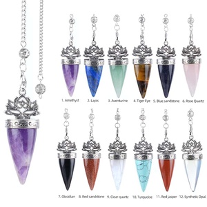Péndulo de Cristal de Cuarzo Amatista al por Mayor, Piedra de Reiki para Meditación <span class=keywords><strong>y</strong></span> Brujería, Cono de Loto para Sanación, Regalo - Product Image 5