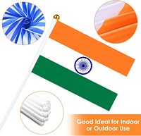 15 Banderas Indias Personalizadas con Asta, Decoraciones para Fiestas, 14x21cm, Asta Blanca de Poliéster, para el Día de la Cultura, Eventos Deportivos