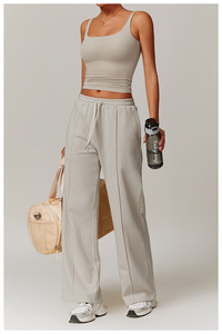 Traje deportivo informal Chaleco + Pantalones de chándal Dos piezas Mujer Cintura baja <span class=keywords><strong>Tirantes</strong></span> de pierna ancha Correr Fitness Traje cómodo - Product Image 2