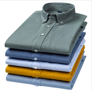 Pur coton hommes couleur unie à manches longues Oxford <span class=keywords><strong>chemise</strong></span> col boutonné grande <span class=keywords><strong>taille</strong></span> une poche Oxford <span class=keywords><strong>chemise</strong></span> pour hommes - Product Image 1