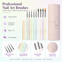 Ensemble de pinceaux à ongles fins anti-peluchage, personnalisables, avec manche en bois pastel macaron, outils de peinture au gel professionnels pour salon de manucure