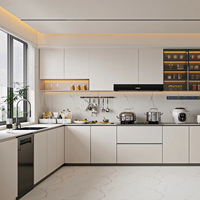 Juego de Cocina Modular Lesso Home, Estilo Europeo Moderno y Sencillo, con Gabinetes de Melamina Blancos, para Apartamento