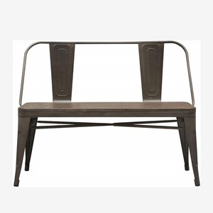 Wholesale Mid-Century Gunmetal Inspired Double Wooden <strong>Seat</strong> Metal <strong>Dining</strong> Side Industrial <strong>Bench</strong> - Product Image 1