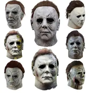 Party Michael Myers Masks Realistic Full Head Face Mask With Wig Halloween Horror Cosplay Costume Latex Props