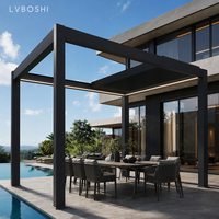 Innovativer Vorgefertigter Motorisierter Lamellendach-Pavillon mit LED-Integration Modulares Design für Strandvilla Garten Balkon