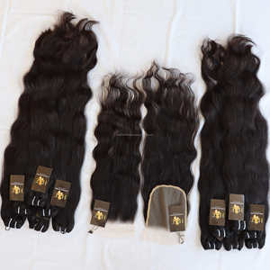 Mèches brésiliennes naturelles lisses, vierges, non traités, cuticules alignées, 100% vison, avec Lace Clos - Product Image 1