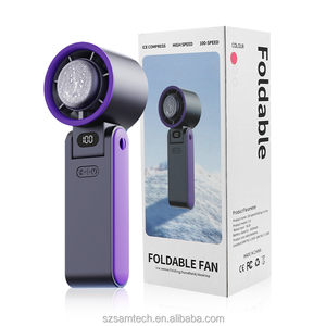 Mới ngoài trời tốc độ 100 gió Máy tính để bàn Mini Fan hiển thị kỹ thuật số bán dẫn lạnh có thể gập lại cầm tay Băng nén - Product Image 1