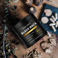 Complément alimentaire naturel à base de racine de maca noire et d'ashwagandha en capsules, stimule la vitalité masculine et soutient la santé des hommes