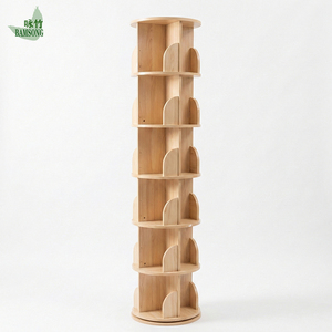 Librería Giratoria Moderna de Madera Maciza, Organizador de Almacenamiento Independiente para Sala de Estar, Oficina en Casa, Estudio - Product Image 1