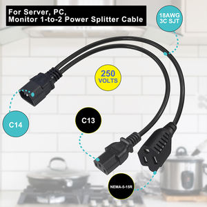 Cable Adaptador Divisor en Y IEC 320 C14 a C13 y NEMA 5-15R de 2 Vías para Servidor PDU - Product Image 3