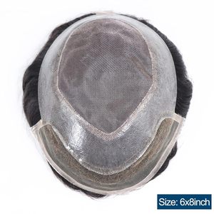 Toupee de alta calidad para hombres 100% Sistema de reemplazo de cierre de diseño derecho de cabello humano indio listo para enviar - Product Image 4