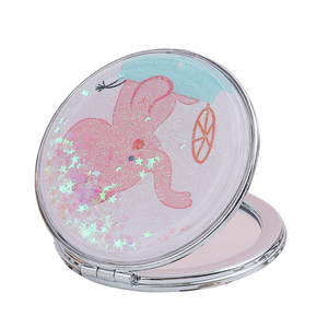 In-Stock Custom Double-Sided Pocket Mirror Glitter Quicksand Makeup Mirror for Promotions