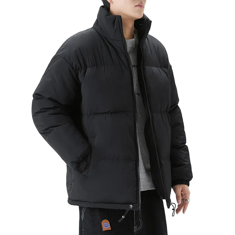 Custom Men' s Logo Cotton Puff Jaket Designer Winter Warm Bubble Padded Coat Down Black Polyester Outdoor Puffer Jacket For Men