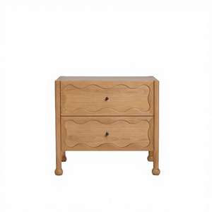 Mesita de Noche Moderna de Madera Maciza con Cajón y Estante Abierto, Estilo Minimalista para Dormitorio - Product Image 3