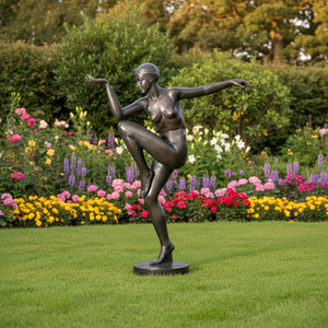 Sculpture de danseuse en bronze style Art déco - Sculpture métallique moderne élégante pour la décoration de maison de luxe - Product Image 4