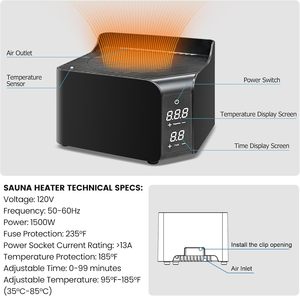 <span class=keywords><strong>Sauna</strong></span> ad Aria Calda Portatile Aggiornata con Lampada a Luce Rossa 660nm, Temperatura 175°C, Telecomando, Confortevole - Product Image 3